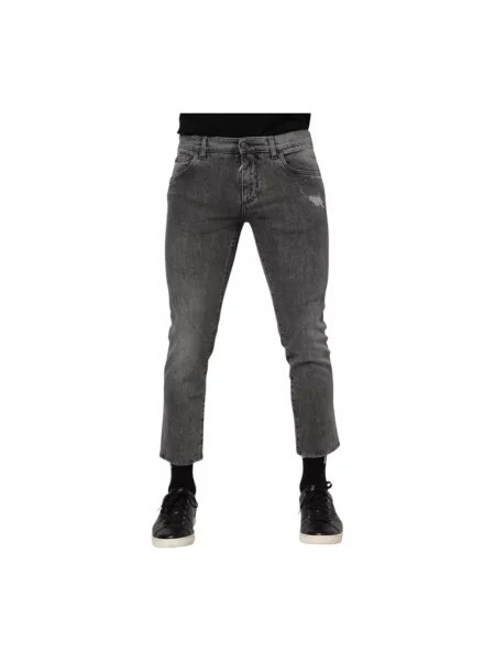 Skinny jeansy skinny Dolce And Gabbana z logo o skróconej długości szare