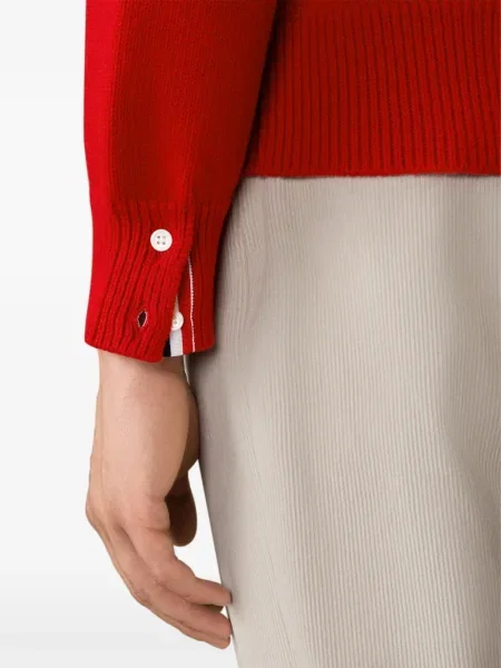Плетен суичър с качулка Thom Browne червено