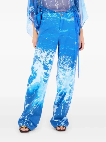Pantaloni Roberto Cavalli cu imagine albastru