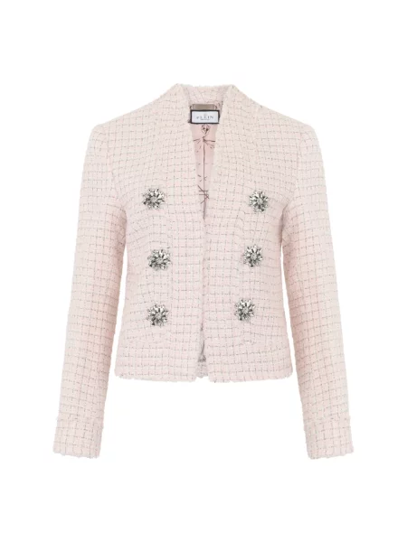 Marynarka Philipp Plein tweedowa z kryształkami różowa