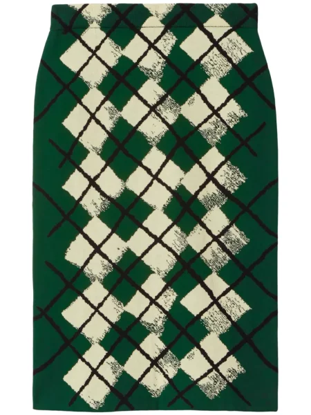 Dzianinowa midi spódnica midi Burberry z wzorem argyle zielona