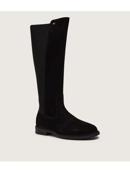 Tommy Hilfiger Cizme de echitație Chelsea | piele întoarsă negru