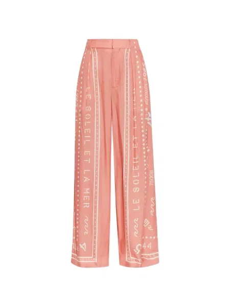 Pantaloni palazzo Balmain cu imagine roz