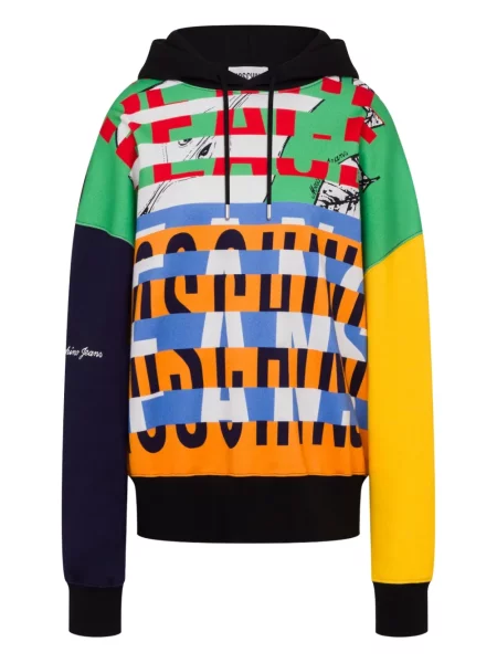 Bluza z kapturem Moschino Jeans z nadrukiem czarna