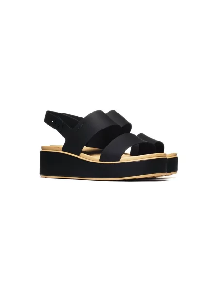 Sandale Crocs Brooklyn Matte Wrap Low Wedge Negru bej