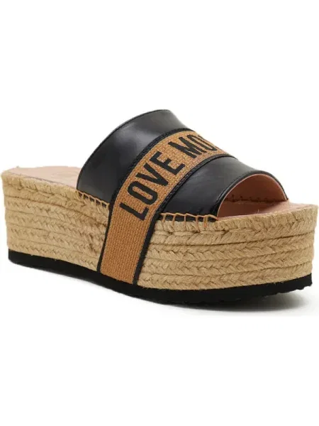 Love Moschino De piele șlapi negru