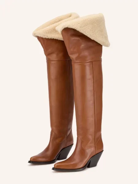 Chloé Kozačky Nad Kolena ginger brown hnědé