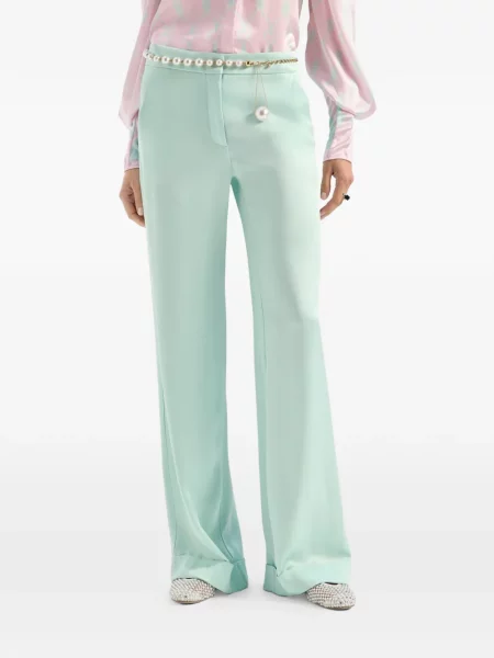 Pantaloni Genny din satin verde