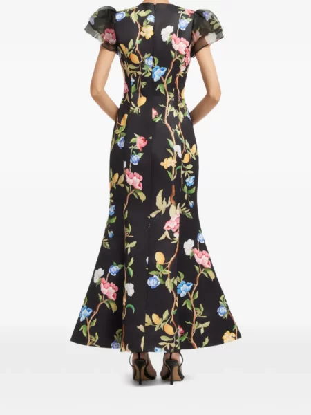 Rochie maxi Leo Lin cu model floral cu imagine negru