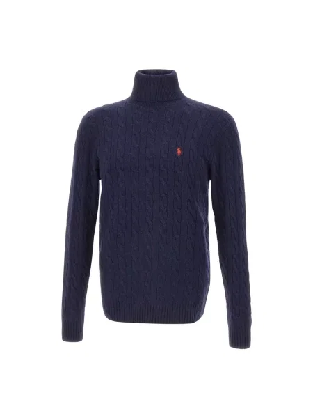 Polo Ralph Lauren sweter wełniany granatowy lekkie z golferm niebieski