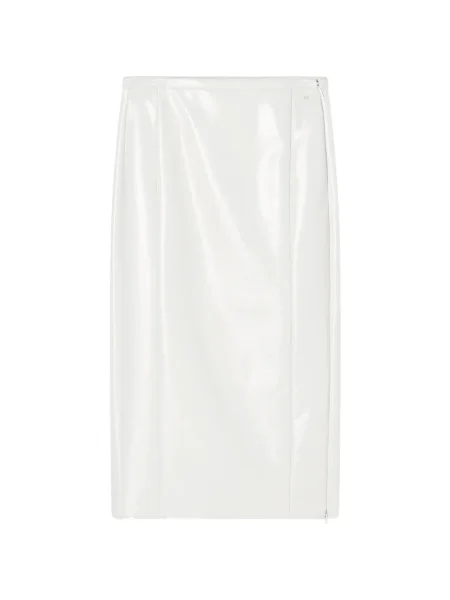 Fustă din piele Armani Exchange până la genunchi alb