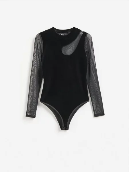 Reserved Body z transparentnymi rękawami czarny