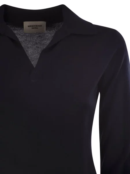 Tricou polo Weekend Max Mara de lână albastru