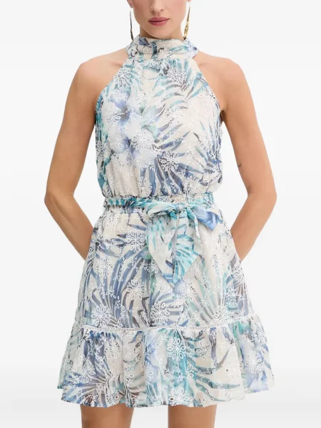 Rochie mini Guess cu model floral cu imagine albastru