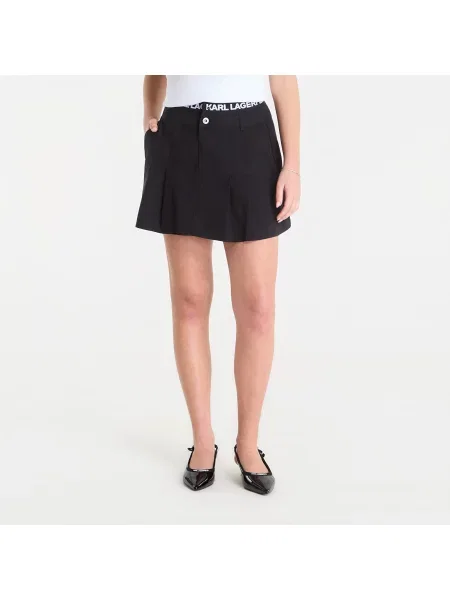 Spódnica Karl Lagerfeld Jeans Pleated Logo Skirt Black L czarna