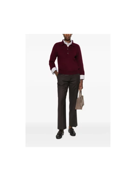 Lniany sweter z golfem Allude czerwony