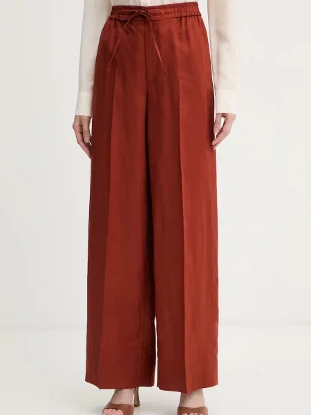 Twinset spodnie lniane pomarańczowe