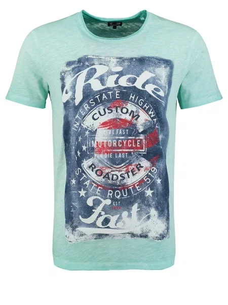 Key Largo Tricou Fast albastru denim / verde mentă roșu