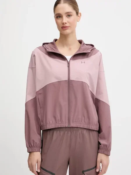 Яке Under Armour Rival Woven кафяво преходен модел розово