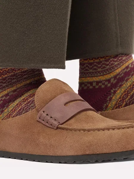 Birkenstock чехли сабо от велур Naples Wrapped double stitch Mixed Leather кафяво