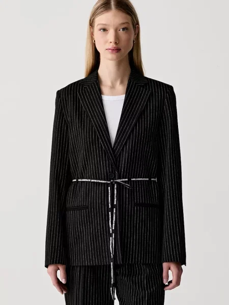 Karl Lagerfeld Jeans sacou cu un singur rând de pentru femei cu vâscoză negru