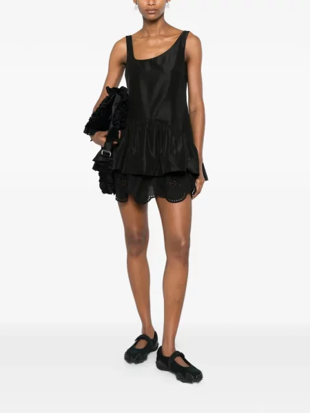 Top Simone Rocha cu volane asimetric negru