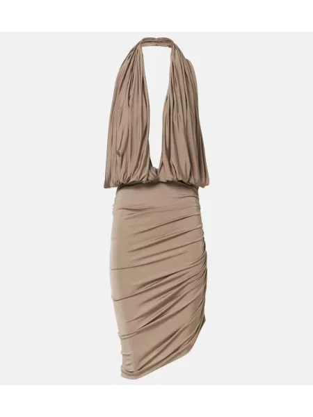 Jersey midi obleka Magda Butrym z odprtim hrbtom bež