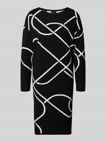Sukienka z dzianiny o długości do kolan z mieszanki S.oliver Black Label czarna