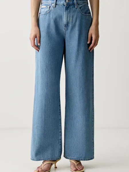 Calvin Klein Jeans blugi wide leg pentru femei albastru