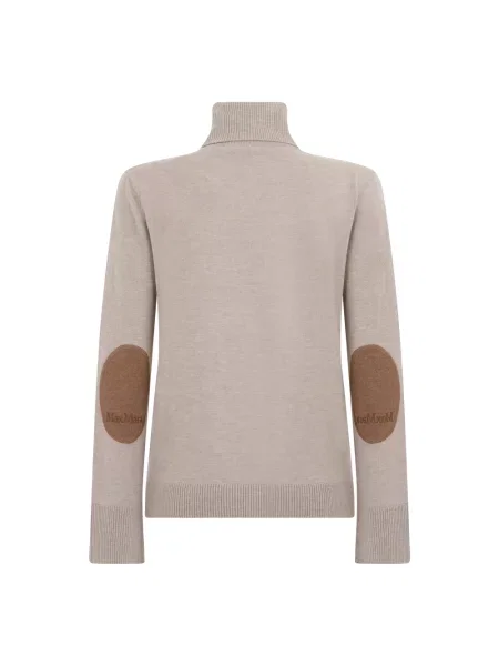 Sweter z golfem Max Mara wełniany beżowy
