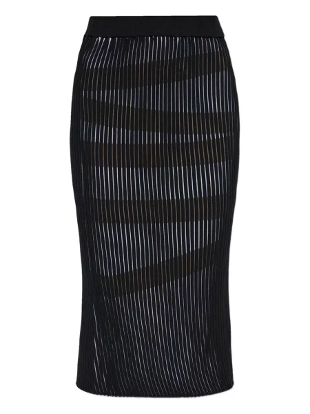 Fustă Issey Miyake cu dungi cu crăpătură negru