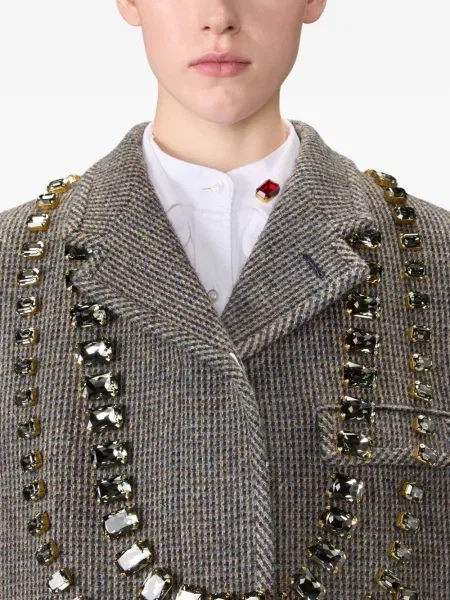 Καρό παλτό Thom Browne με πετραδάκια γκρι