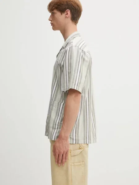 Πουκάμισο με μείγμα από λινό Carhartt WIP S/S Folsey ανδρικό μπεζ