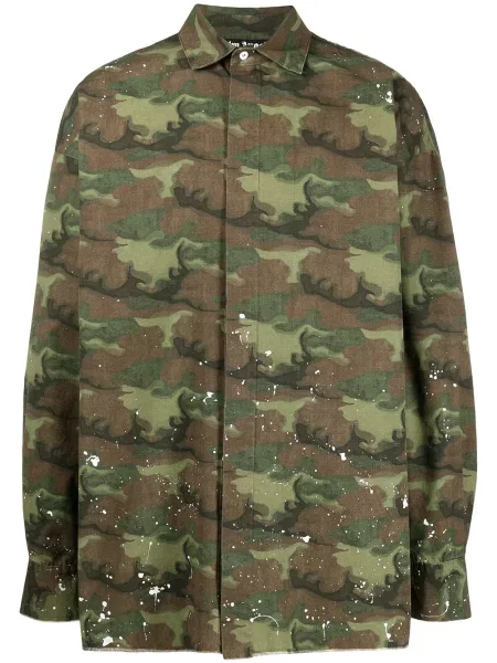 Камуфлажна риза Palm Angels с принт зелено