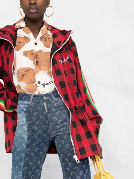 Wiatrówka Palm Angels w kratkę czerwona