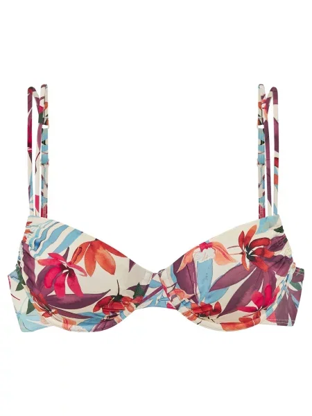 LASCANA Bikini zgornji del kremna / svetlo modra / robida rdeča