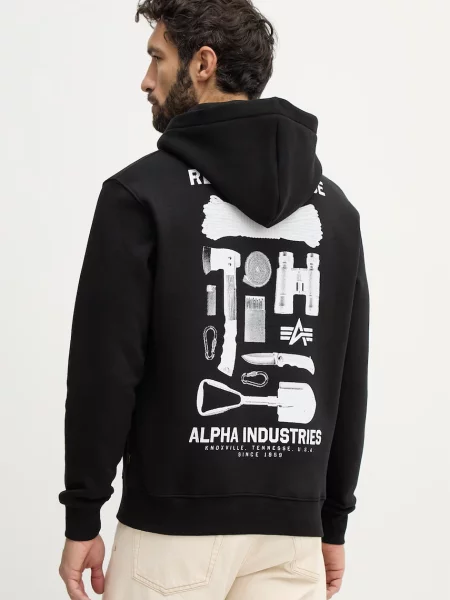 Hanorac cu glugă Alpha Industries negru