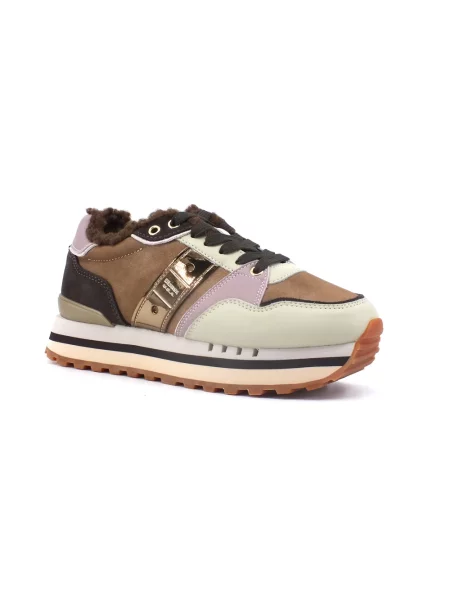 Sneakersy Blauer skórzane brązowe