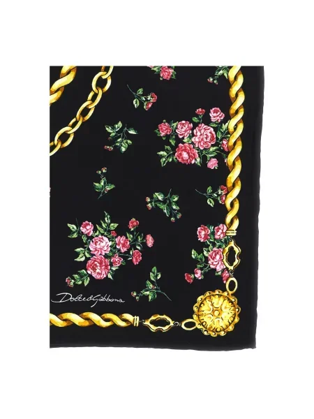 Jedwabna szal Dolce&gabbana w kwiatki czarna