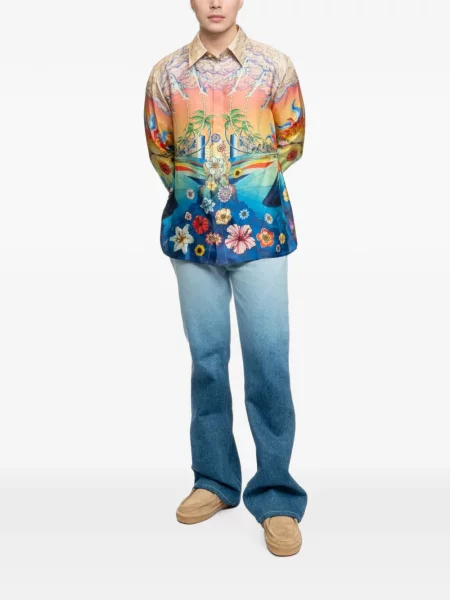 Blugi Casablanca cu model floral albastru