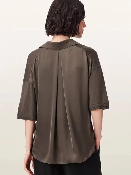 Tricou polo Allsaints de lână verde