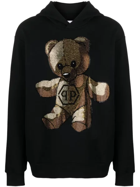 Hanorac cu glugă Philipp Plein teddy negru