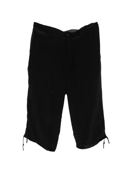 Pantaloni scurți Yohji Yamamoto de mătase cu cordon negru