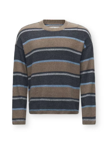 HOLLISTER Pulover bleumarin / deschis / maro cappuccino / argintiu albastru