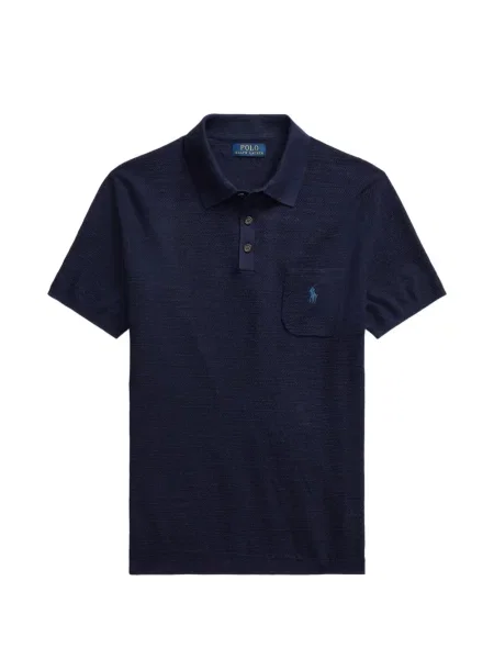 Matlasat tricou polo Polo Ralph Lauren cu decolteu rotund cu autograf roșu