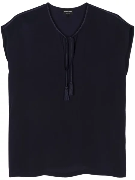 Bluză Giorgio Armani de mătase albastru