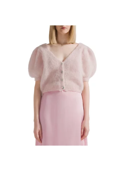 Kardigan American Dreams z dekoltem w serek różowy