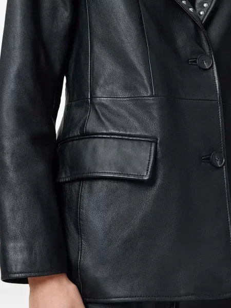 Sacou Allsaints din piele cu tepi negru