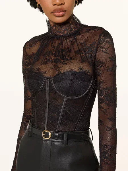 Retrofête Body Valentina Lace Z Krajky černá