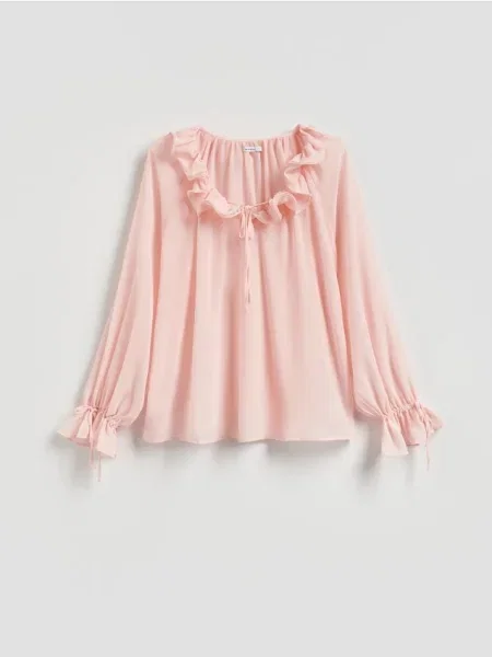 Reserved Блузка з оборками рожевий